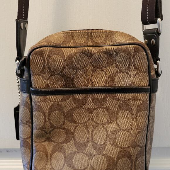 Y2K Coach Hertiage Signature Blue Stripe Messenger Bag EUC - Picture 2 of 16